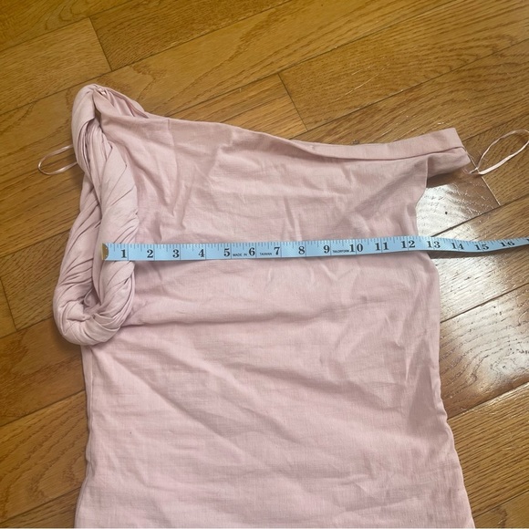 ZARA TWISTED ASYMMETRIC Linen Blend Pink Top Bloggers Fave Sz Medium - Picture 11 of 16